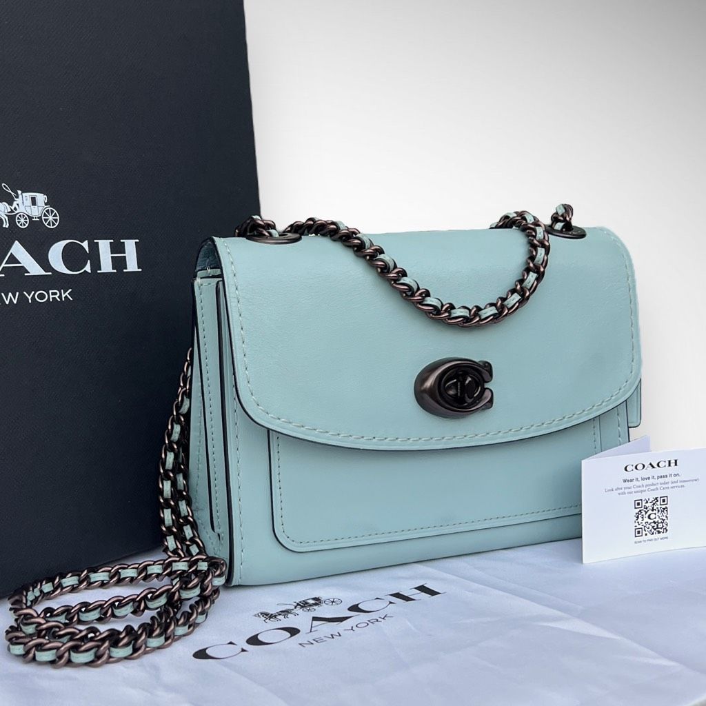 Coach Parker 18 In Light Turquoise / Gunmetal Convertible Shoulder Bag $450